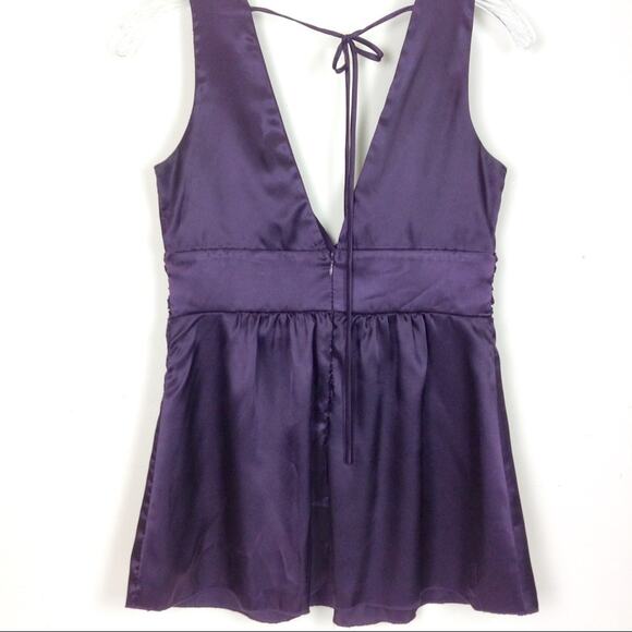 Forever 21 Sugar Plum Purple Beaded Sleeveless Top V-neck Satin Size Small - Picture 3 of 7